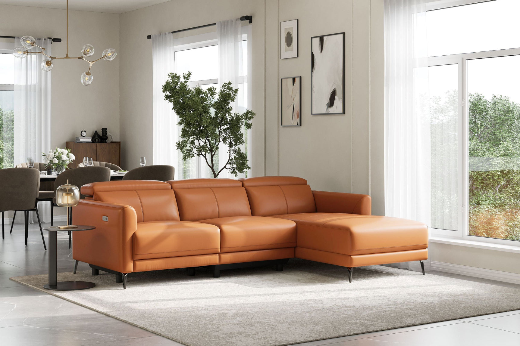 Andria Leather Reclining Sectional Sofa