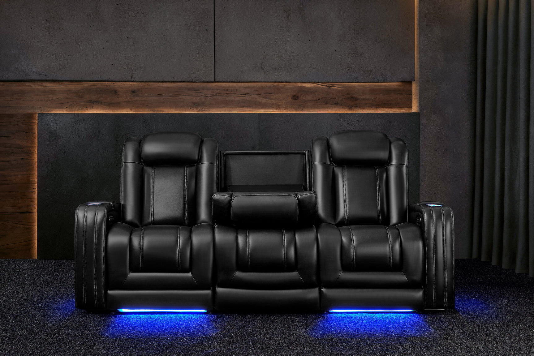 Cyber Immersive Sound Italian Leather Home Theater Console with Heat & Massage & Bass Shaker