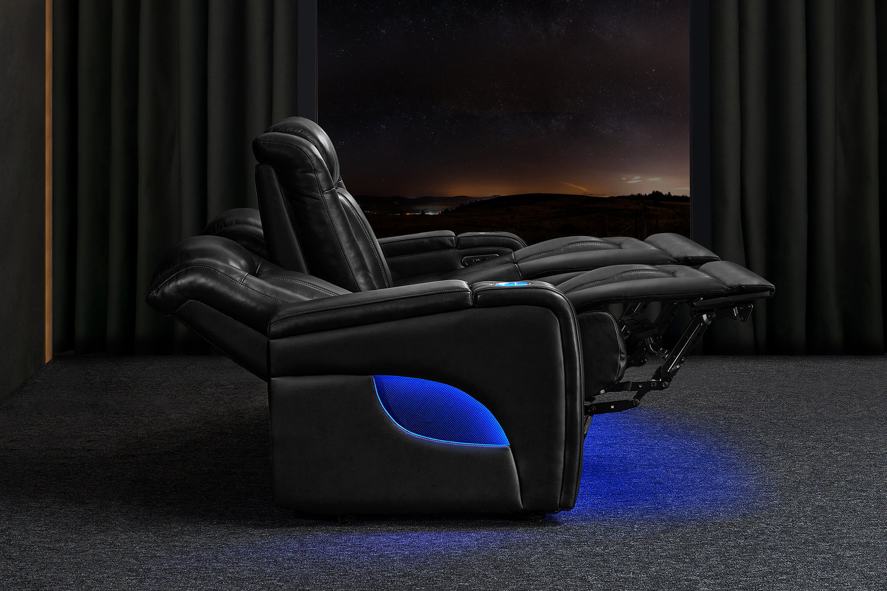 Cyber Immersive Sound Italian Leather Home Theater Console with Heat & Massage & Bass Shaker