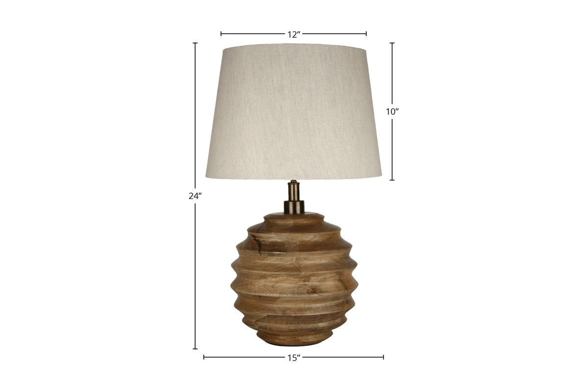 Linden table lamp dimensions: 15 in wide and 24 in high