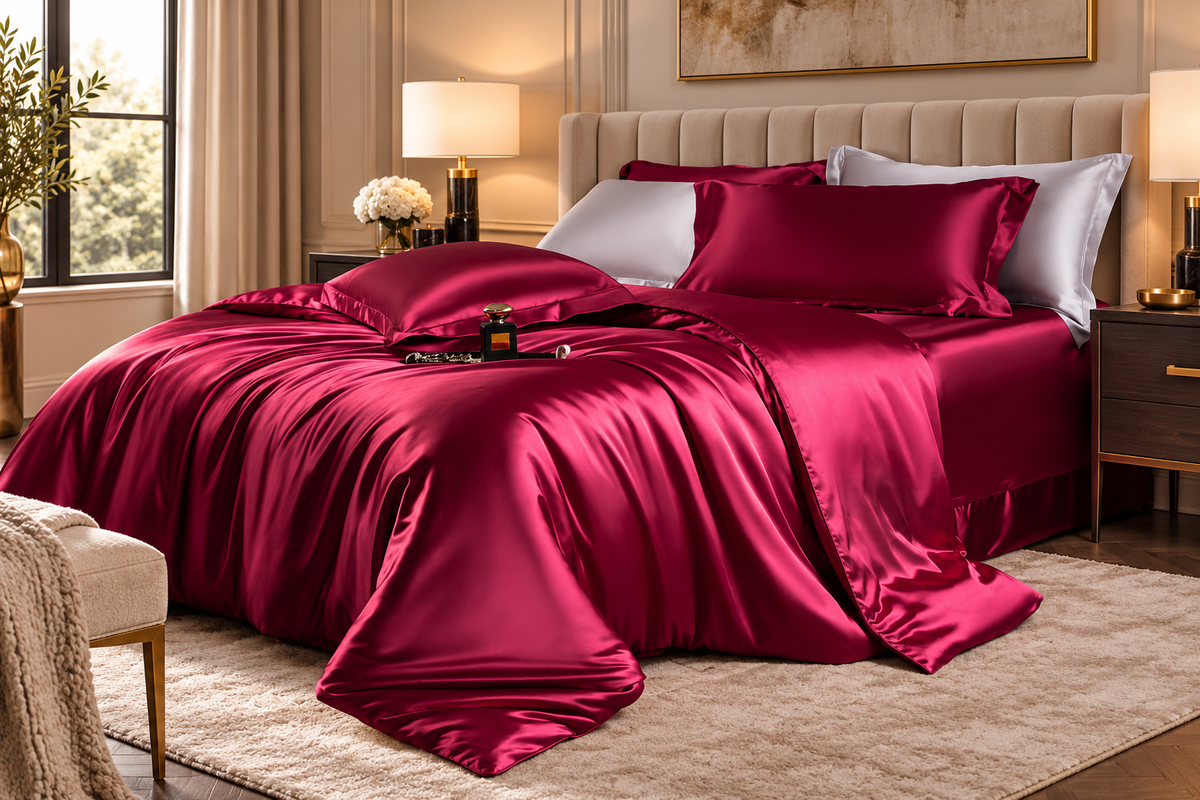 Lustre Luxe Elegant Duvet Set - Wine Red