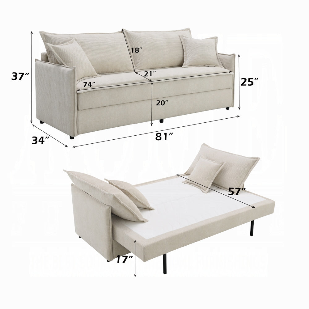 Faro Condo Size Sleeper Sofa w/Storage - Beige