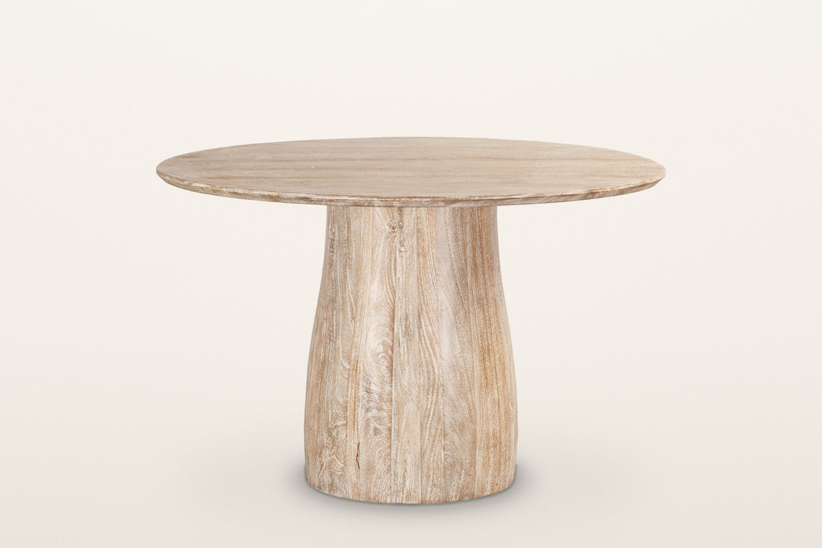 Marano round mango dining table in Natural White Wash