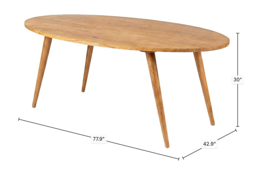 Nolan Solid Acacia Oval Dining Table - Light on Its Feet