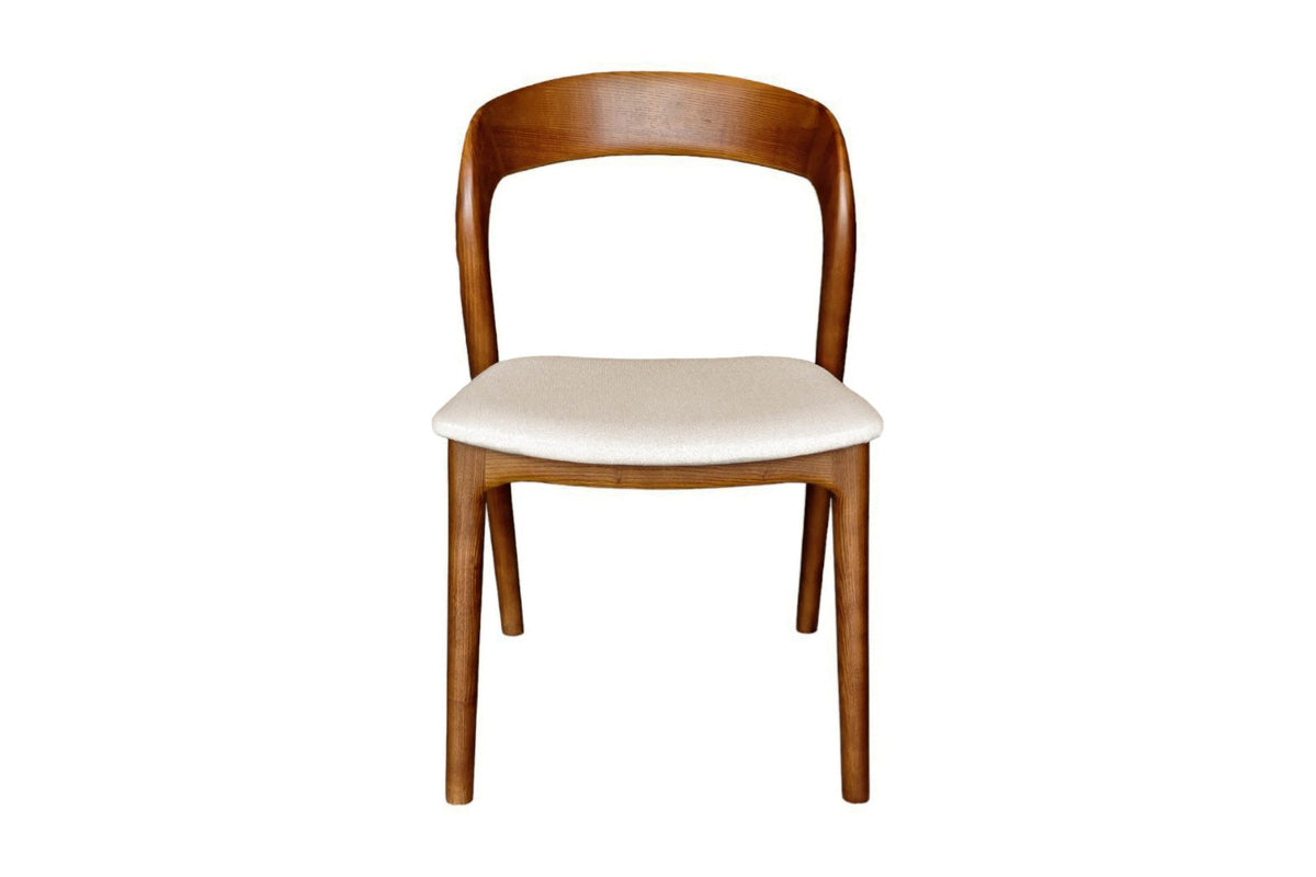 Norwood walnut ash dining chair with cream seat, front view