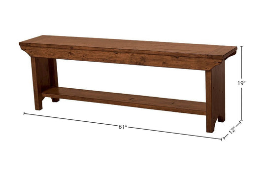 Novella Reclaimed Pine 61-Inch Dining Bench - Slim Enough for Anywhere