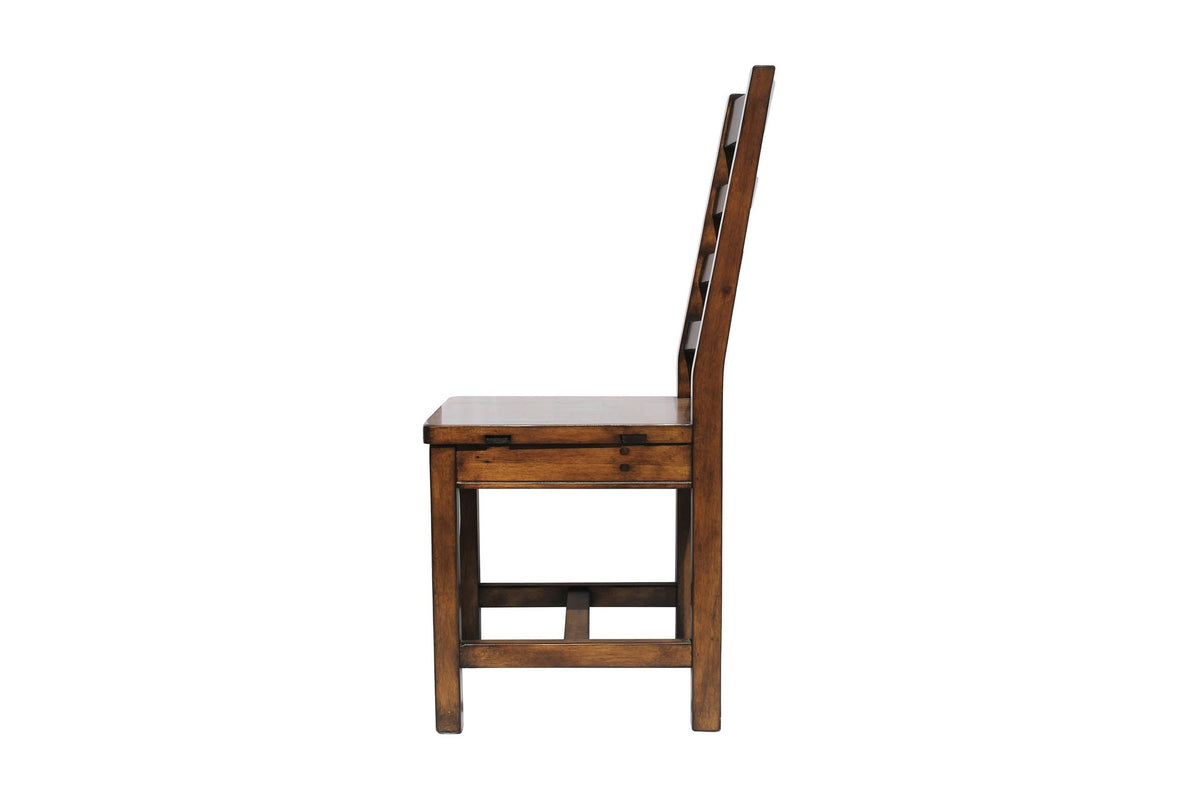 Novella reclaimed pine dining chair, side profile
