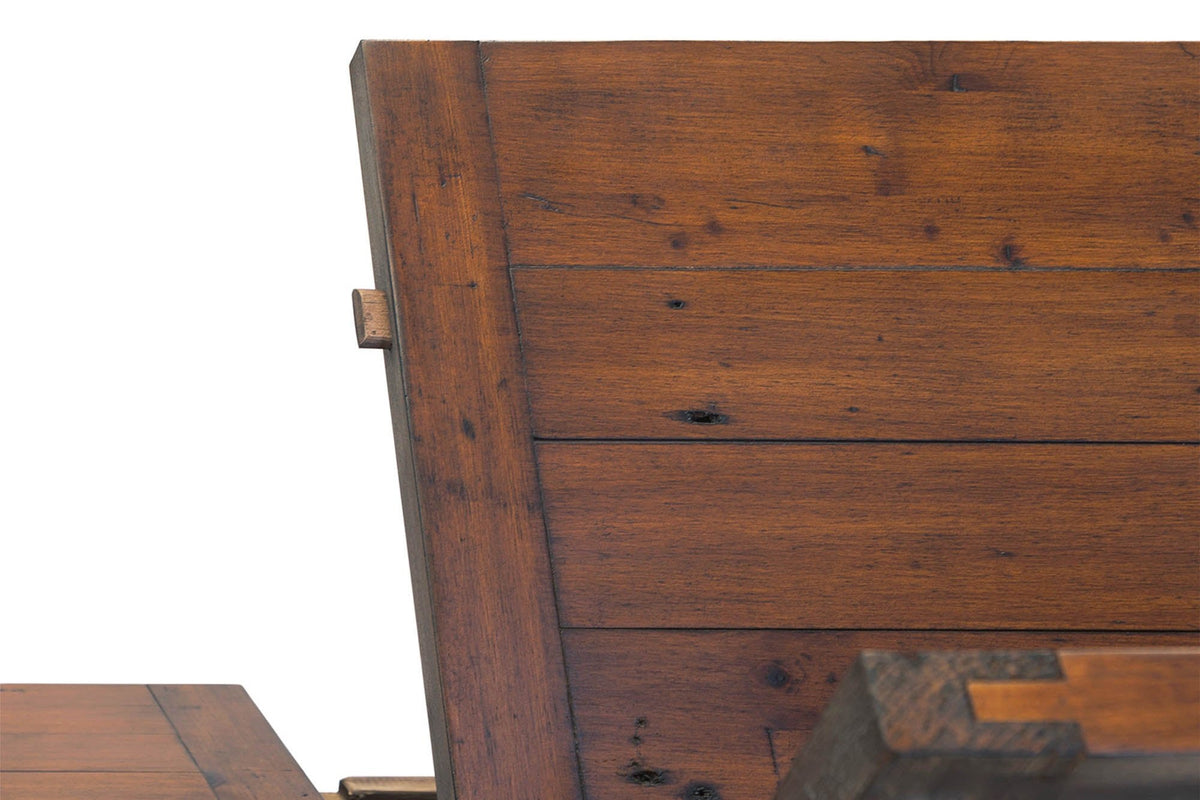 Close-up of the Novella butterfly leaf partly raised, showing its plank construction