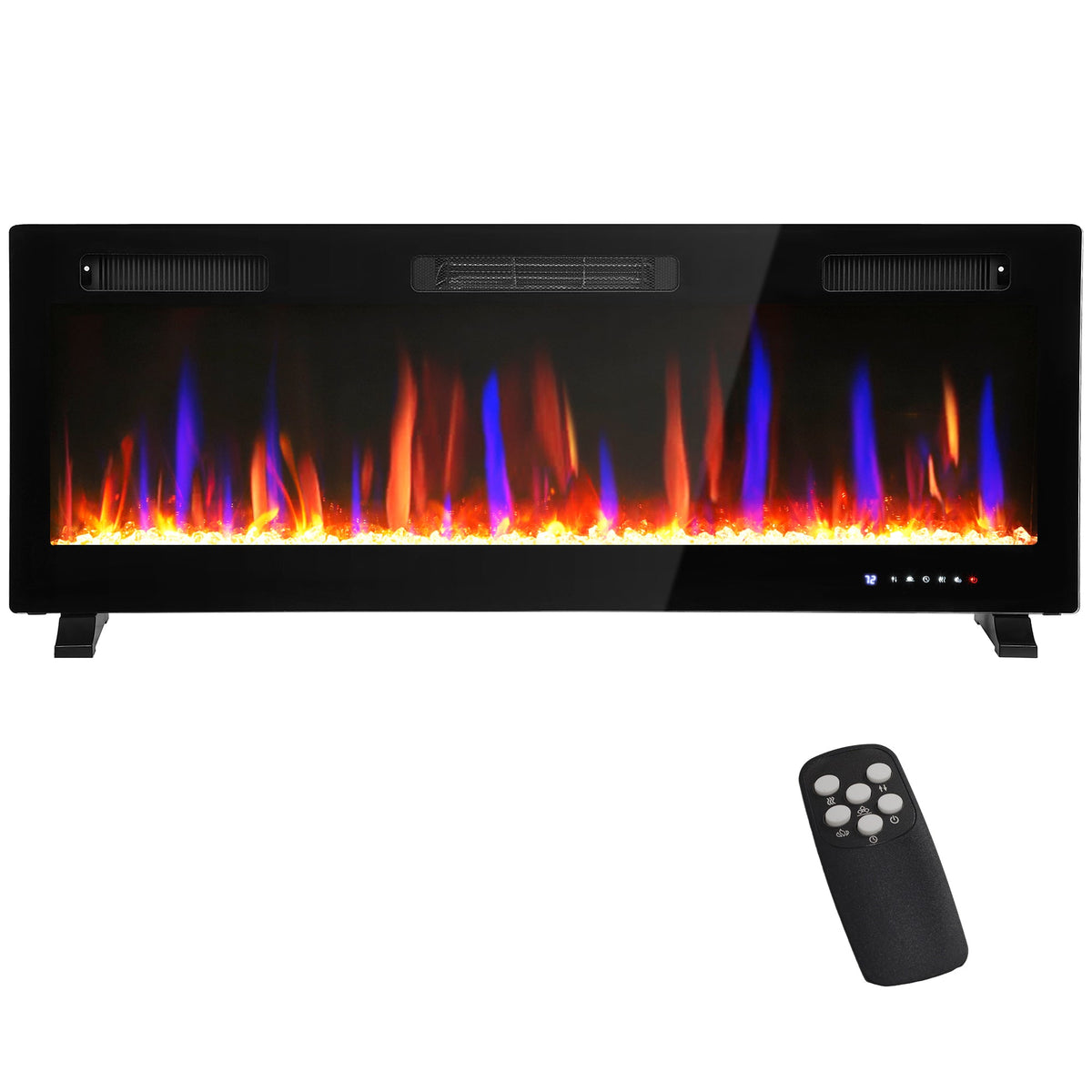 Marley 50" Thin Freestanding/Wall Mounted Electric Fireplace Heater with Eco Mode - Black