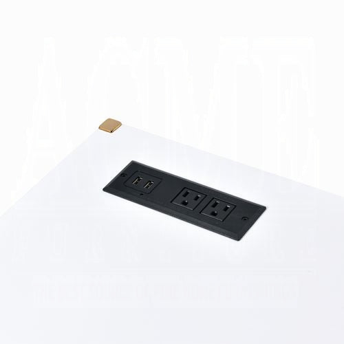 Lunar Elegant Multi-Purpose Desk w/USB Port - White/Gold
