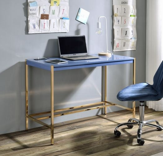 Lunar Elegant Multi-Purpose Desk w/USB Port - Blue/Gold
