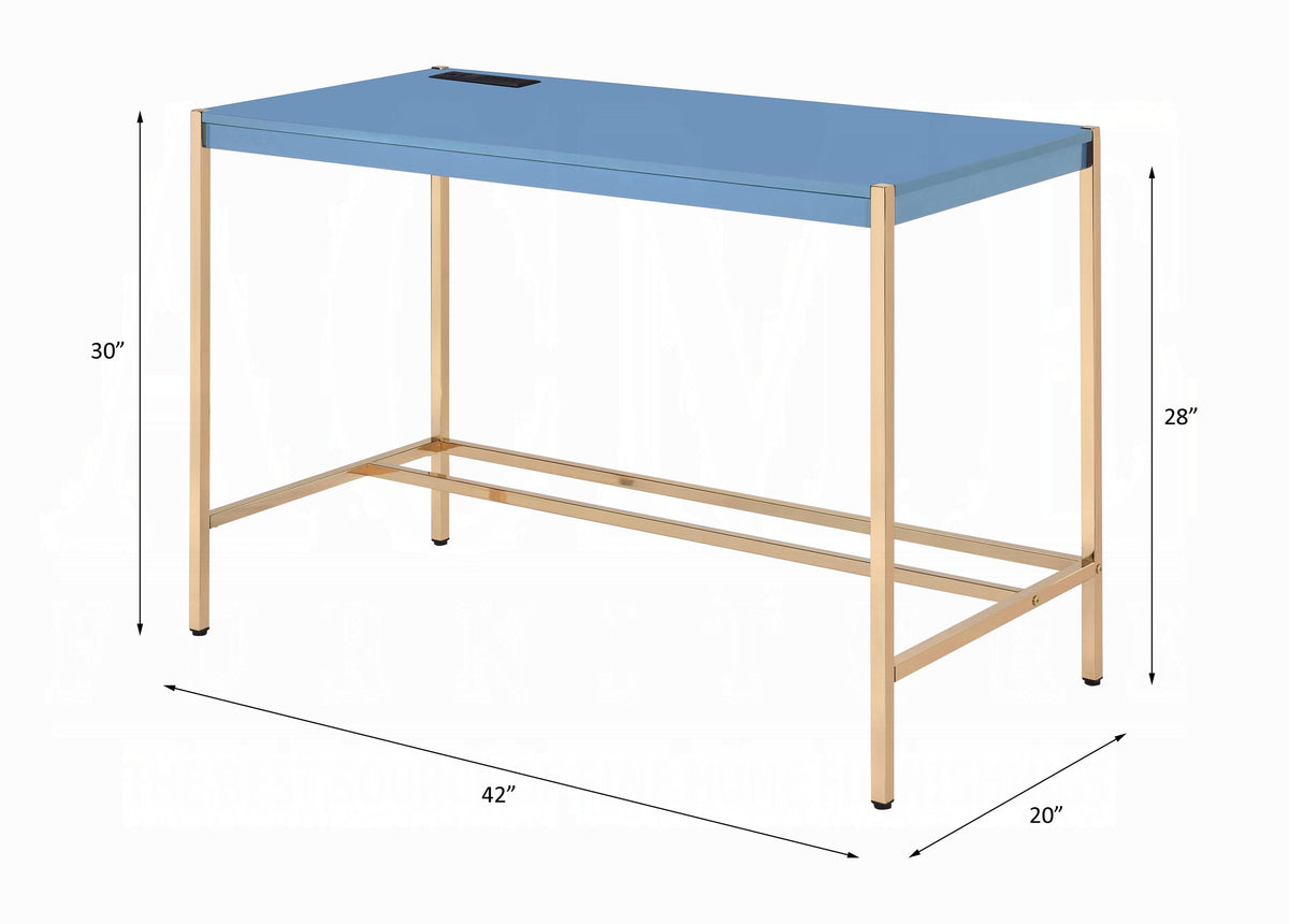 Lunar Elegant Multi-Purpose Desk w/USB Port - Blue/Gold