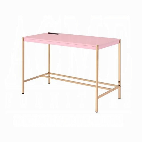 Lunar Elegant Multi-Purpose Desk w/USB Port - Pink/Gold