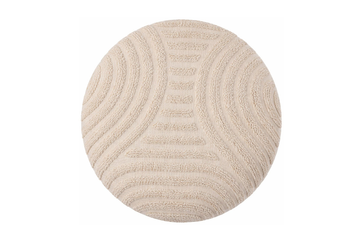 Top view of the Orla beige lid with its sculpted arch pattern