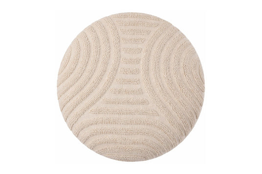 Orla Sculpted Cotton Round Storage Ottoman - Small Footprint, Many Uses