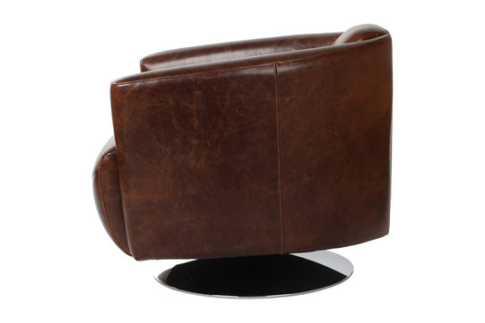 Percival Bi-Cast Leather Swivel Club Chair - Turn Toward the Room