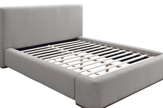 Pierce Textured Fabric Upholstered Platform Bed - Support Without a Box Spring