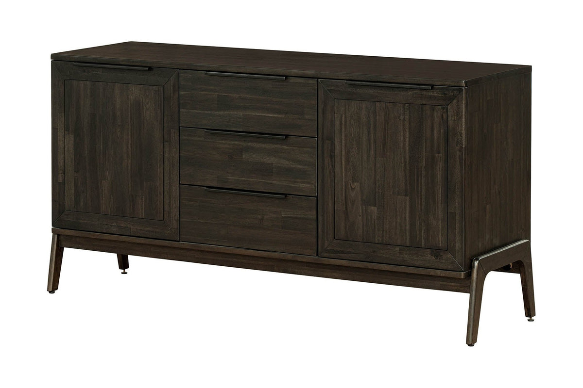 Prescott antique black acacia sideboard, three-quarter view