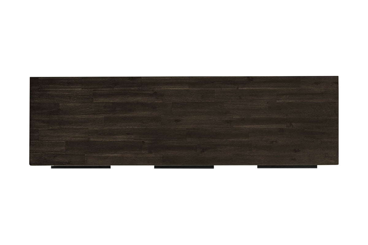 Prescott antique black acacia sideboard top, viewed from above