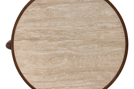 Prescott Ceramic Travertine Round Coffee Table - The Look of Travertine