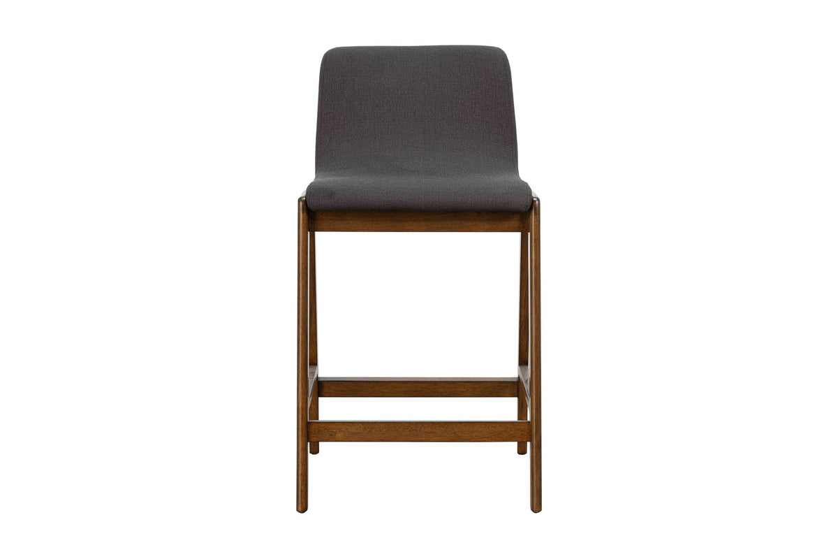 Prescott grey fabric counter stool, front view