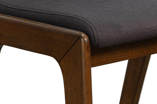 Prescott Grey Fabric Upholstered Counter Stool - Warm Wood Below