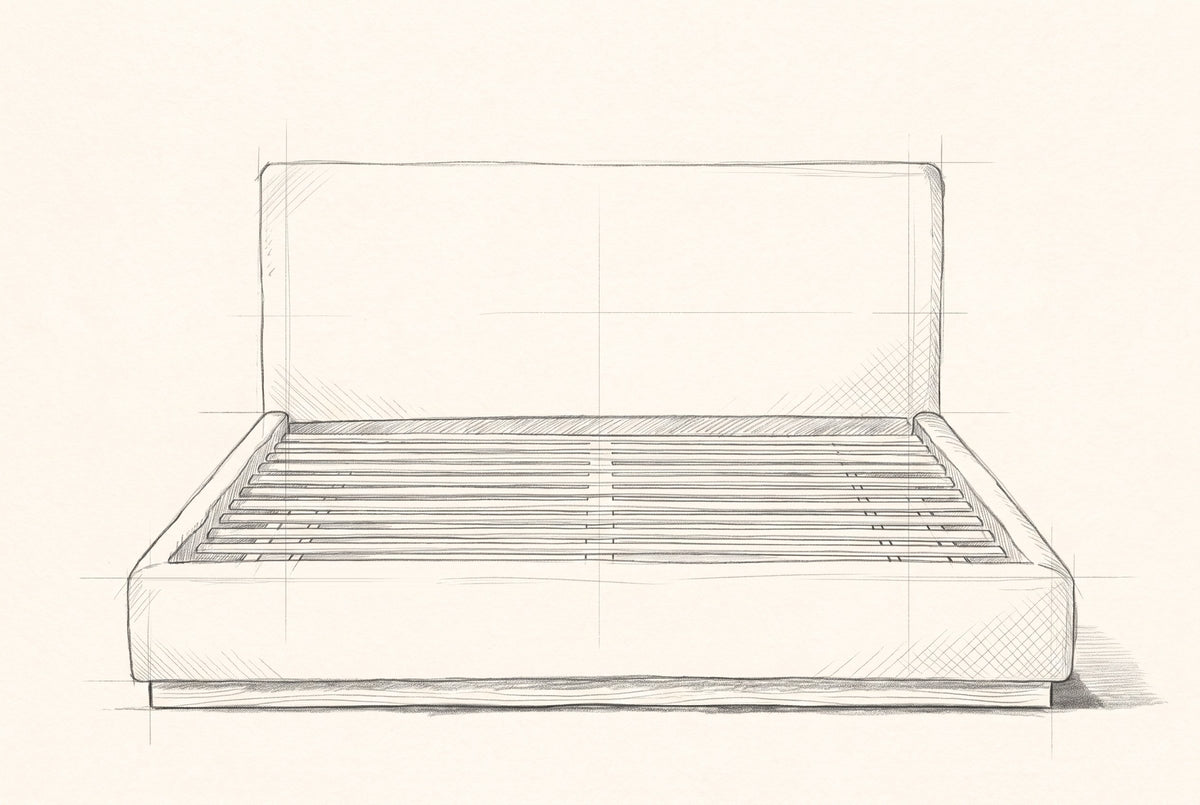 Pencil drawing of the Roccascalegna bed traced from the front view