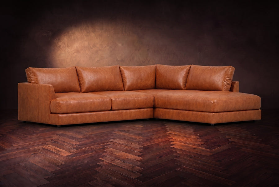 Serena Distressed Leather Sectional Sofa