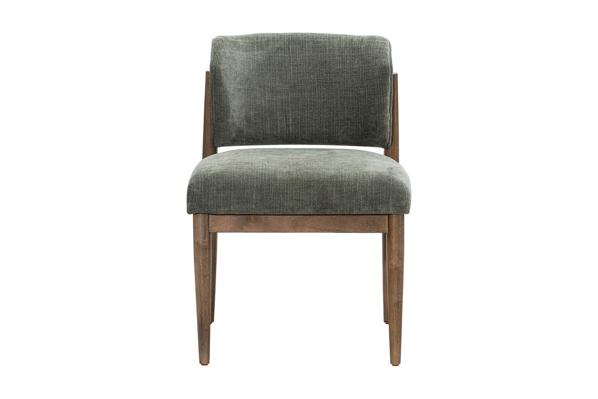 Sutton olive chenille dining chair, front view