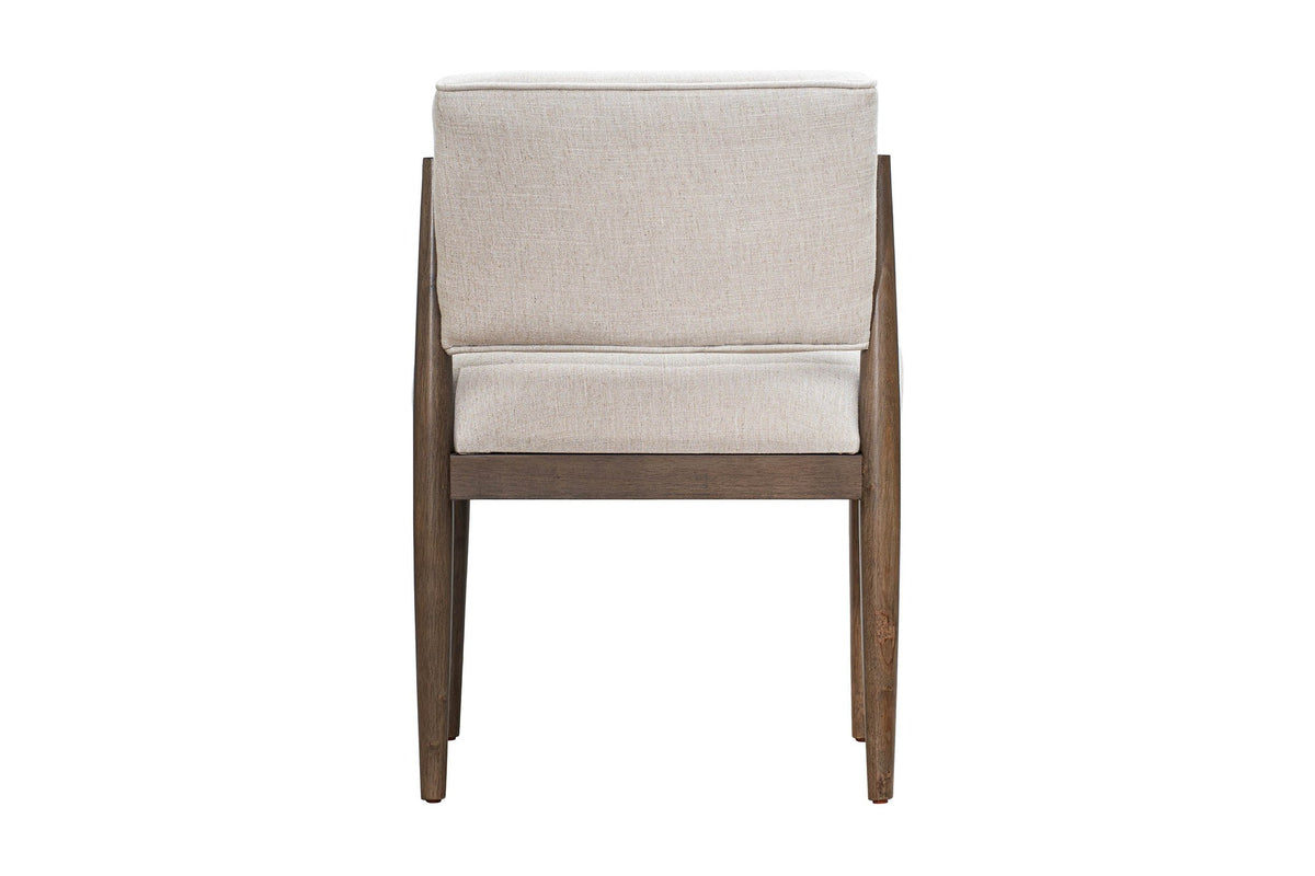Sutton linen taupe dining chair, back view