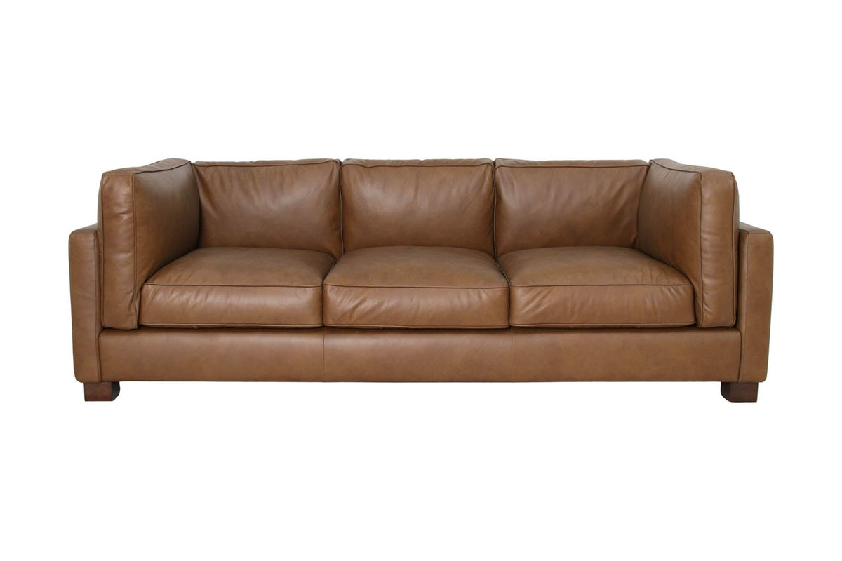 Thatcher top-grain leather sofa in Antique Sienna, front view