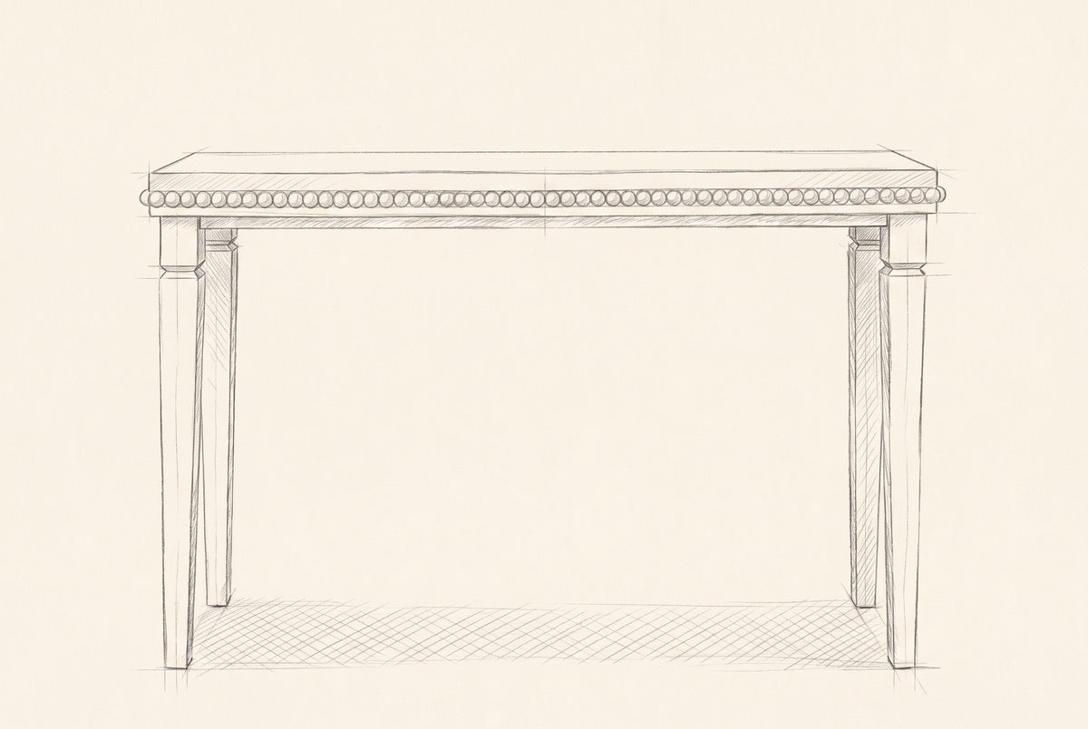Pencil drawing of the Treviso console table, front view