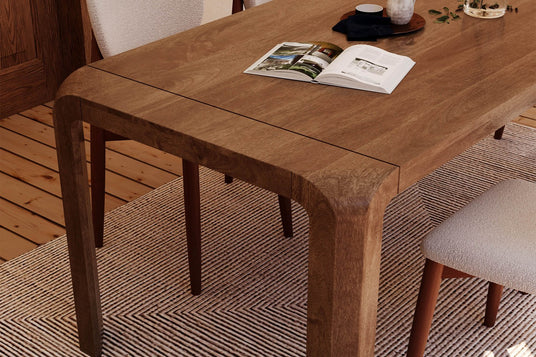 Tristan Mango Wood Mid-Century Dining Table - Soft Corners, Clean Lines