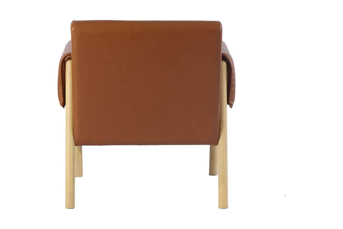 Upton saddle faux leather accent chair, back view