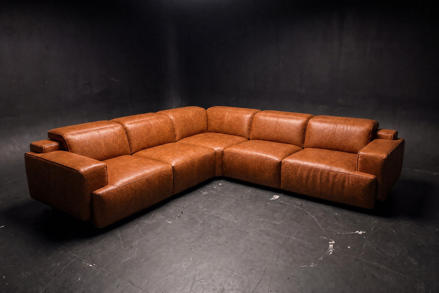 Valentina Distressed Leather Corner Recliner Sectional Sofa