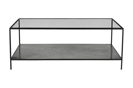 Vaughn Glass and Black Iron Coffee Table - Sized for the Living Room