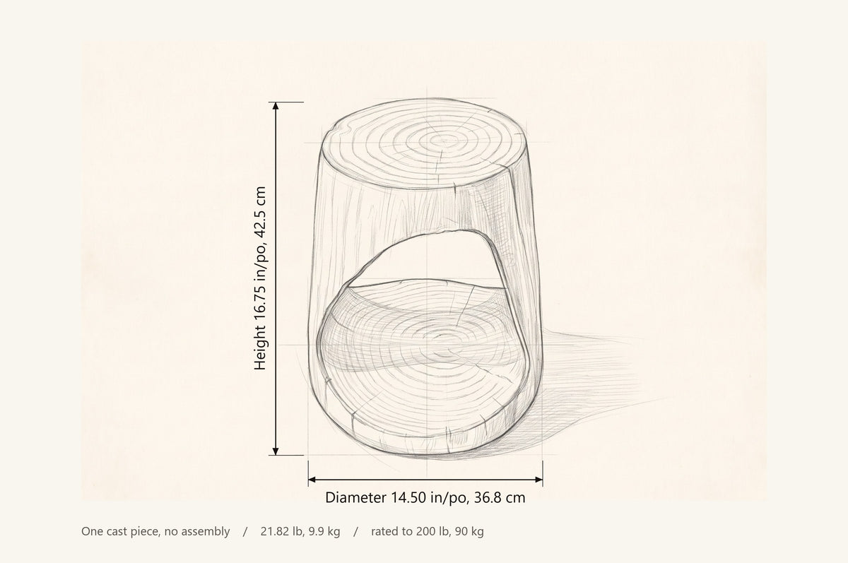 Venzone side table dimensions: 14.50 in diameter, 16.75 in high