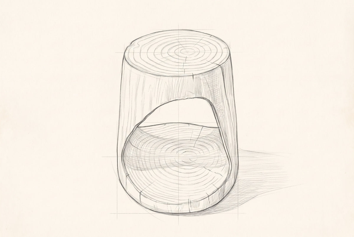 Pencil drawing of the Venzone side table traced from the front view