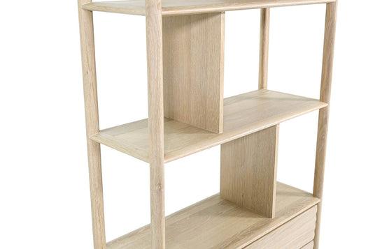 Vesper Light Oak Open-Back Bookcase with Drawers - Light by Design
