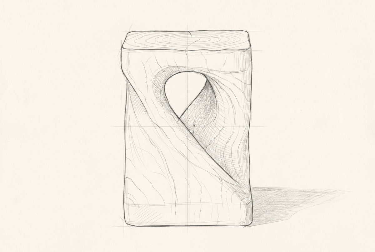 Pencil drawing of the Vicenza side table, front view