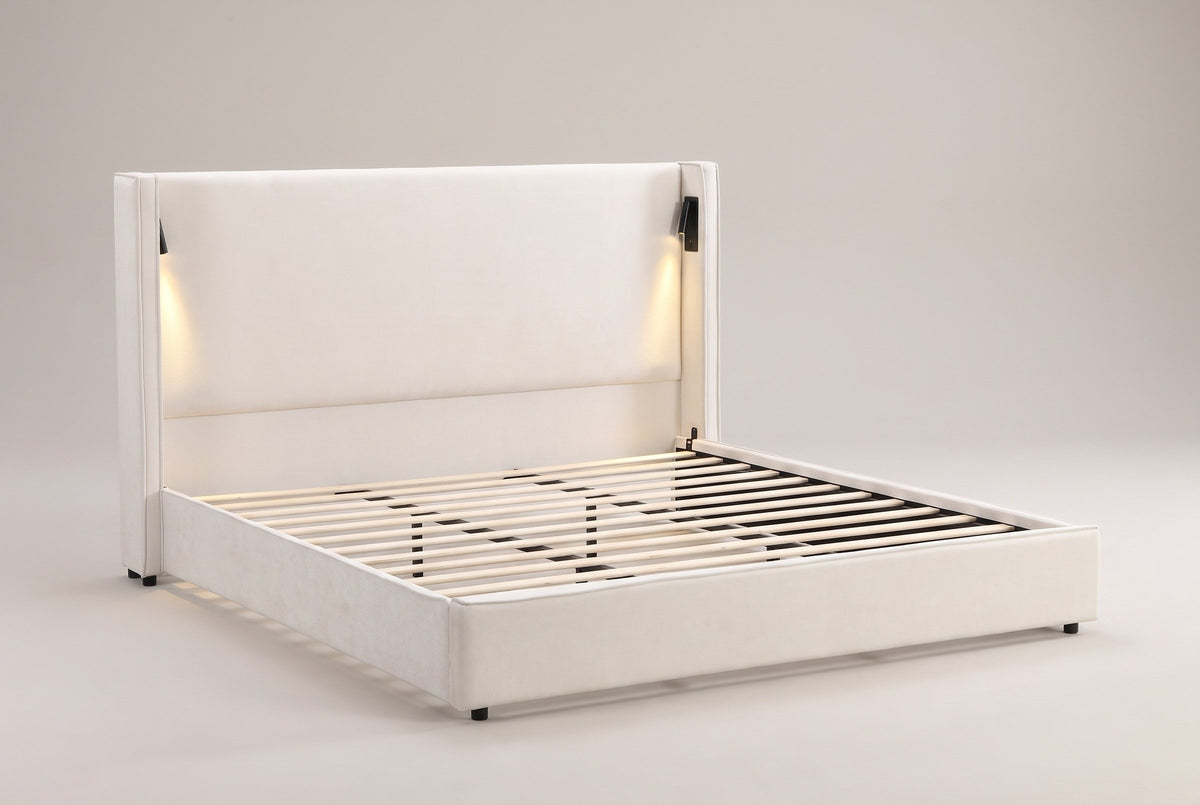 Viterbo shelter bed in beige linen-look fabric