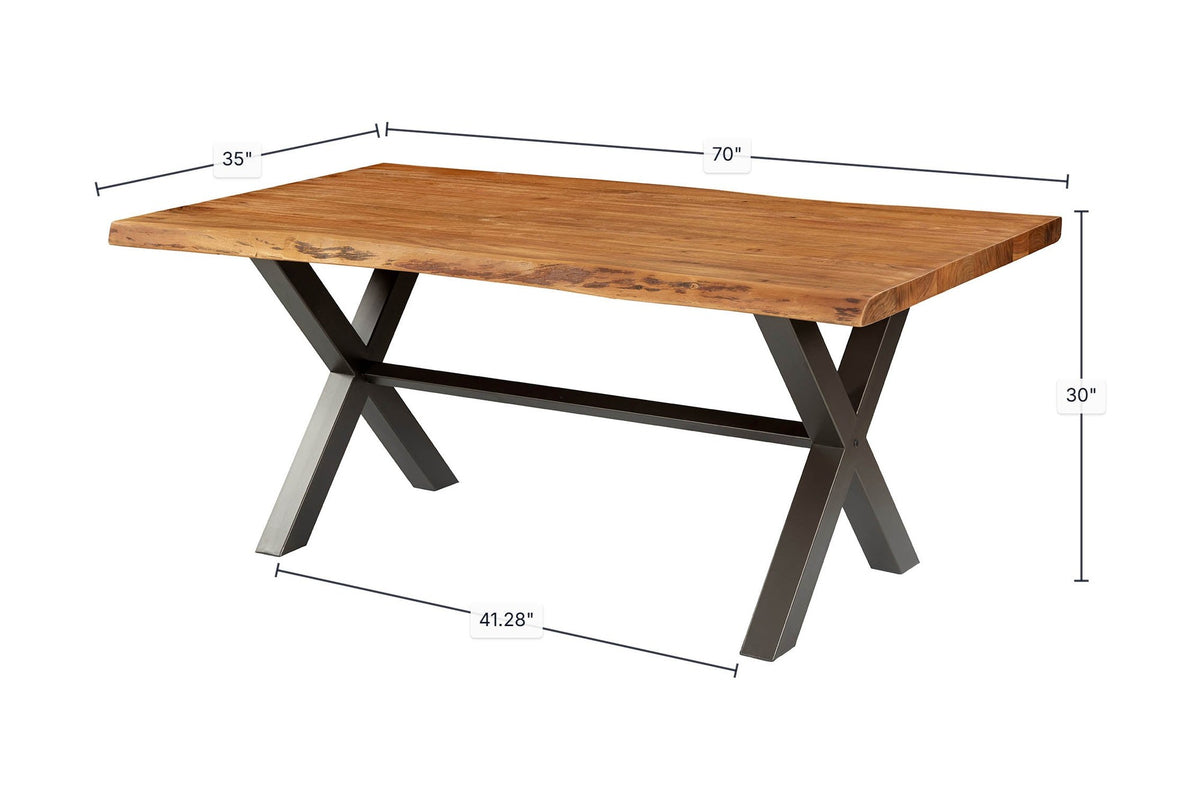 Wexford 70 in dining table dimensions in inches, 70 x 35 x 30 in