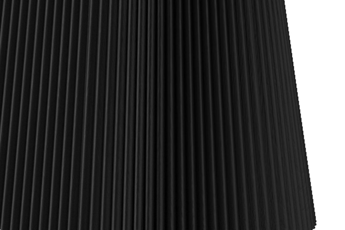 Close-up of the reeded pedestal base on the Yale black dining table