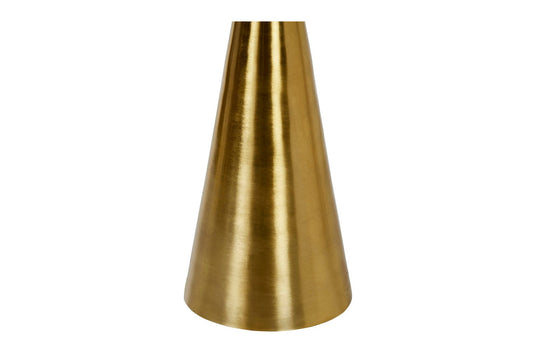 Yvette Antique Brass Floor Lamp with Linen Shade - Brushed Brass From Top to Base