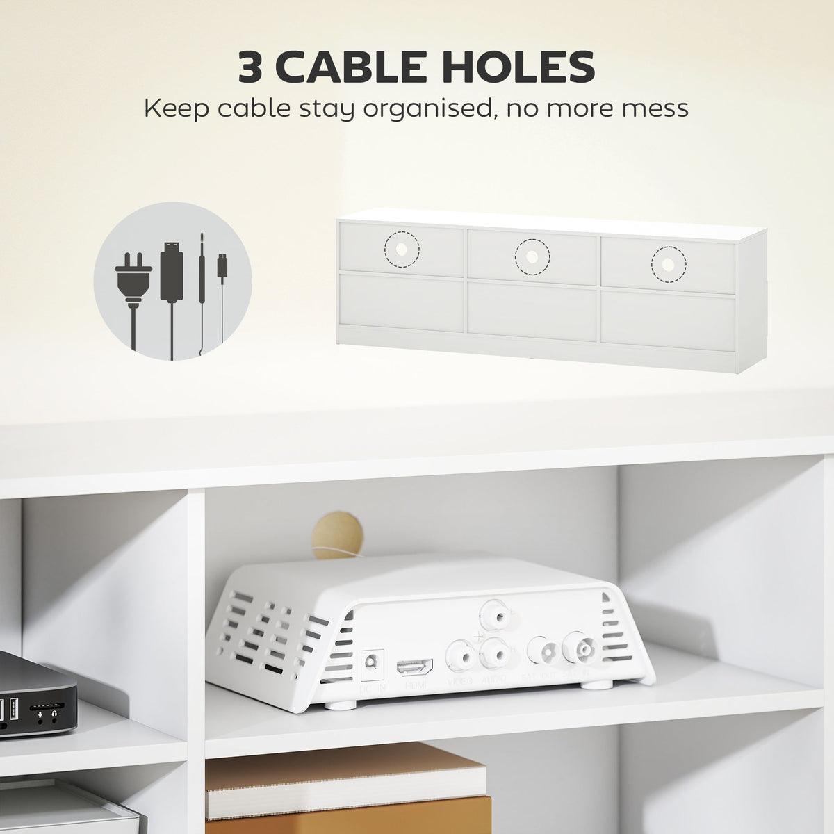 Dallas Modern TV Stand with Storage Cabinets for TVs up to 85" - White