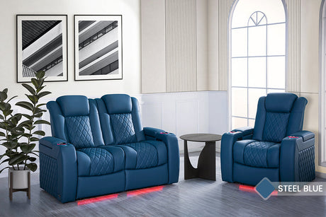 Valencia Tuscany Ultimate home theater recliner in Steel Blue leather