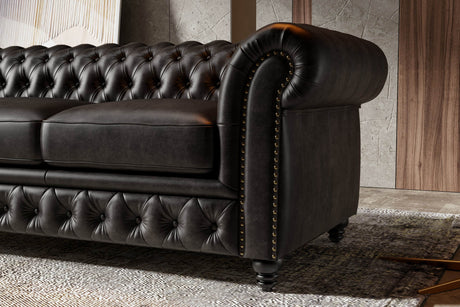 Parma full aniline leather Chesterfield sofa in a modern living room