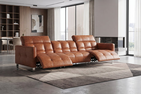 Valencia Sofia distressed Italian aniline leather sofa, lifestyle setting showing leather grain and texture