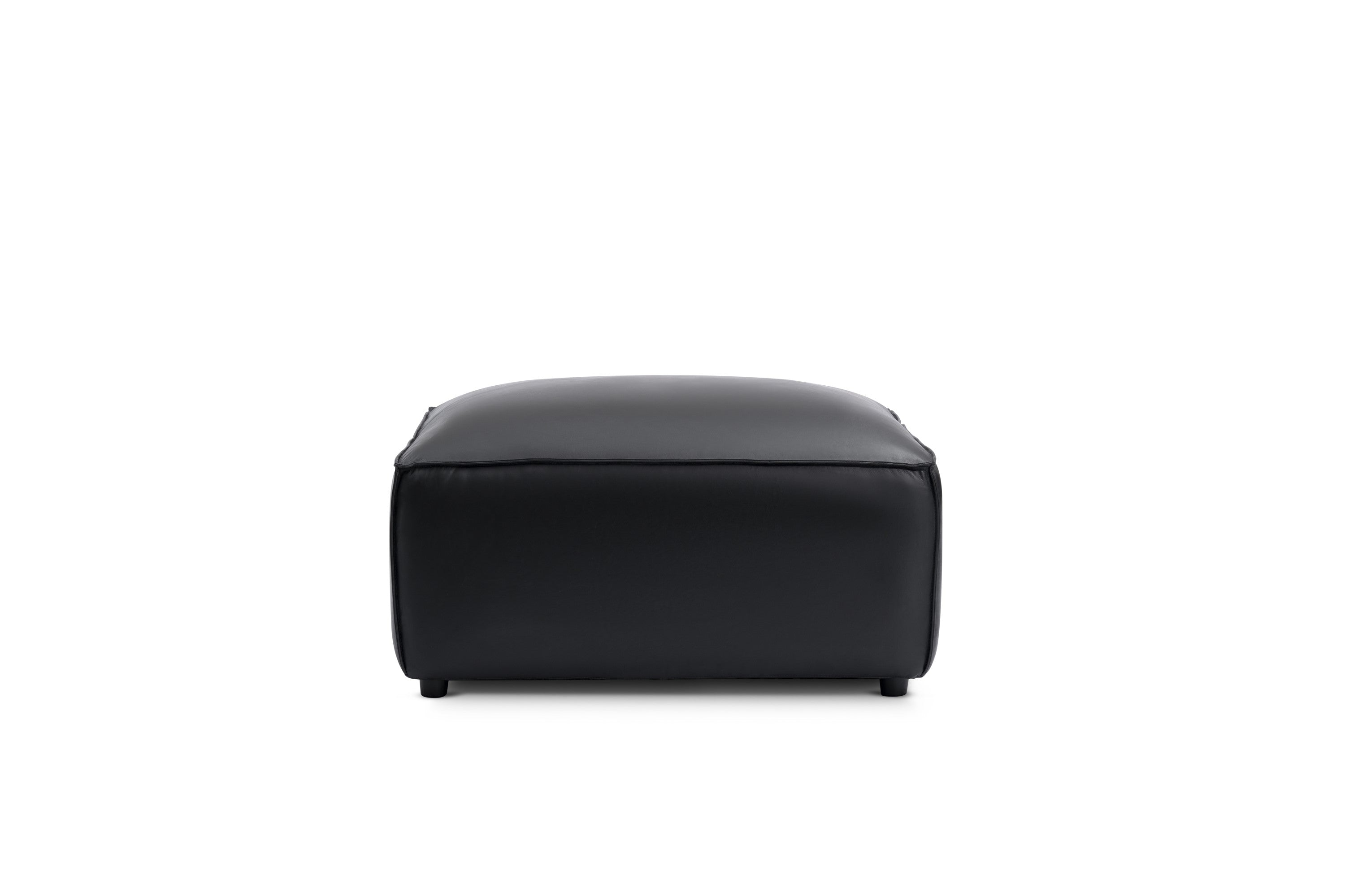 Valencia Nathan Full Aniline Leather Ottoman, Black