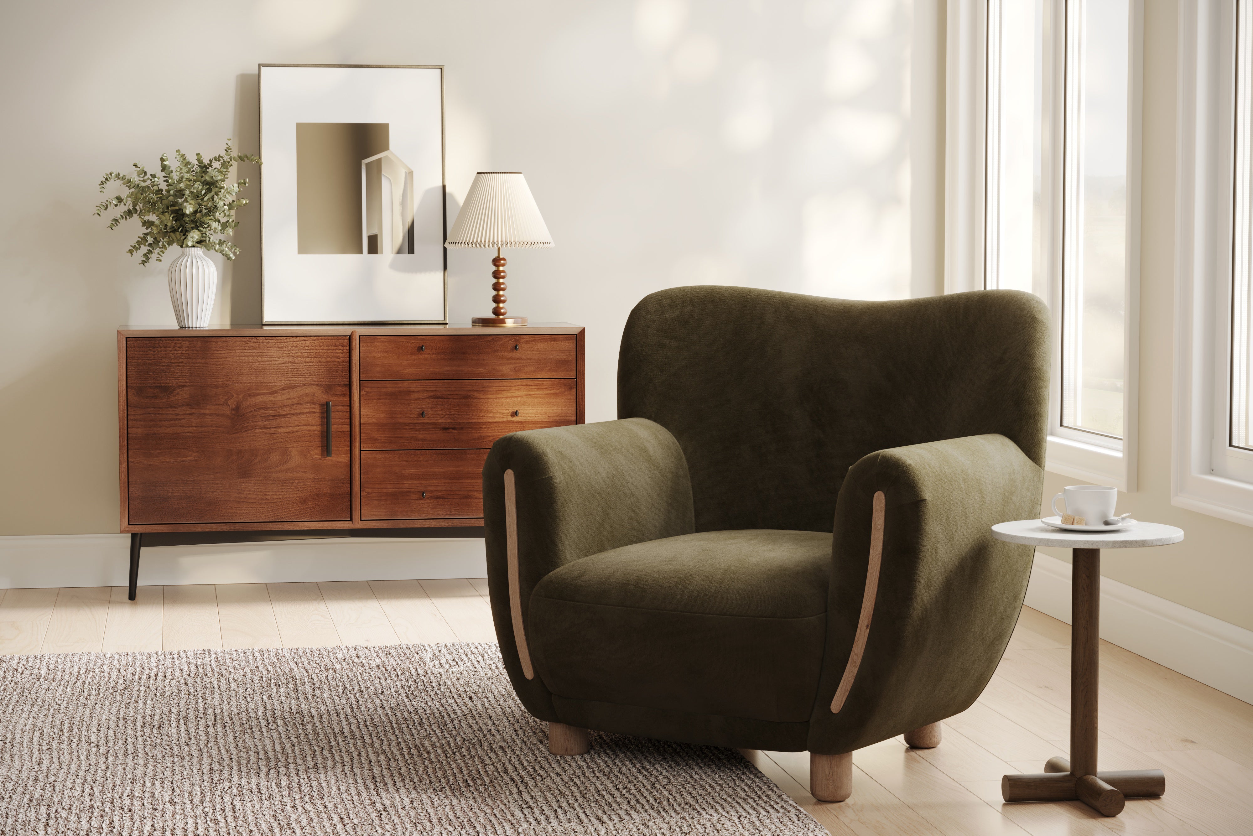 Valencia Emerald Accent Chair, Olive Green